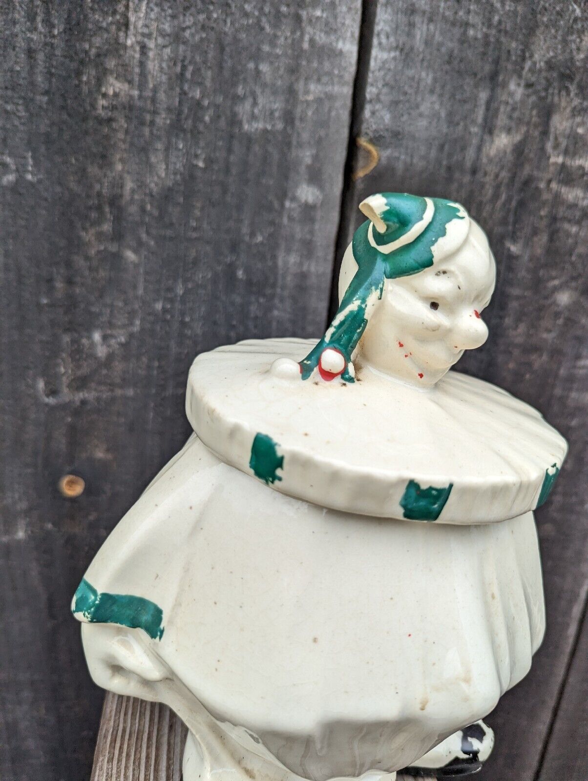 Vintage 1940's Signed McCoy Ceramic Clown Cookie Jar Approx 8 3/4” Tall.
