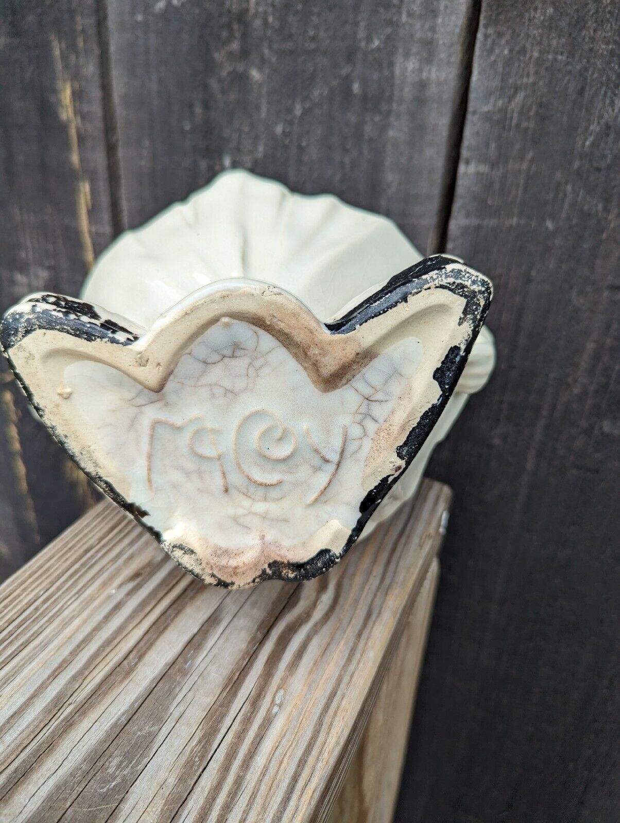 Vintage 1940's Signed McCoy Ceramic Clown Cookie Jar Approx 8 3/4” Tall.