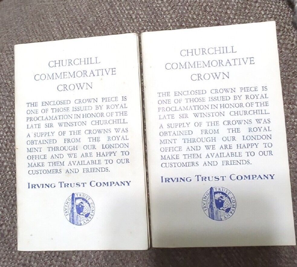 GREAT BRITAIN 1965 U.K. CHURCHILL QUEEN ELIZABETH SET OF 2 Commemorative Crown