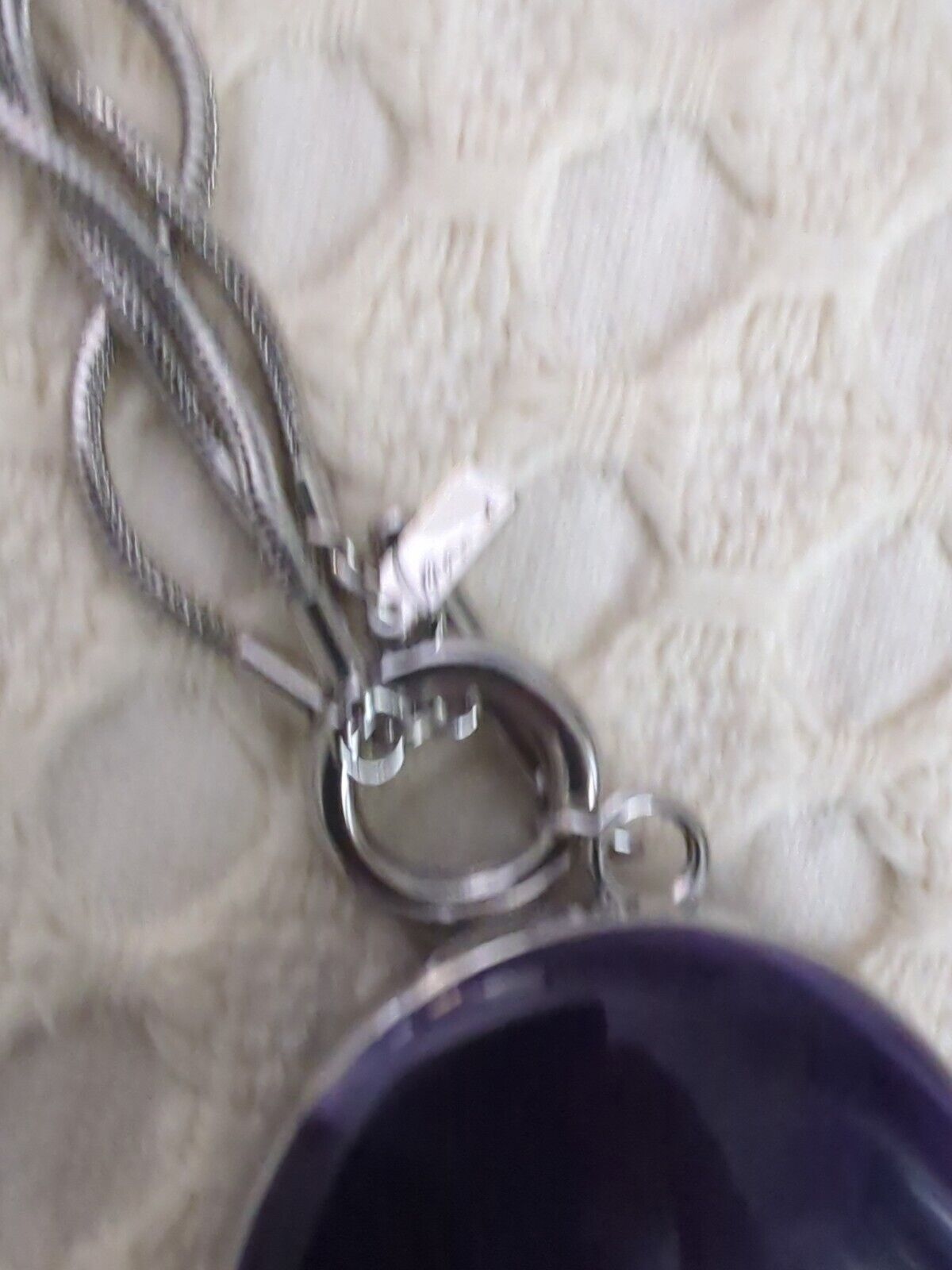 Lani pendant Large Lucite Plastic Black Blue Swirl Round SilveyTone 34"