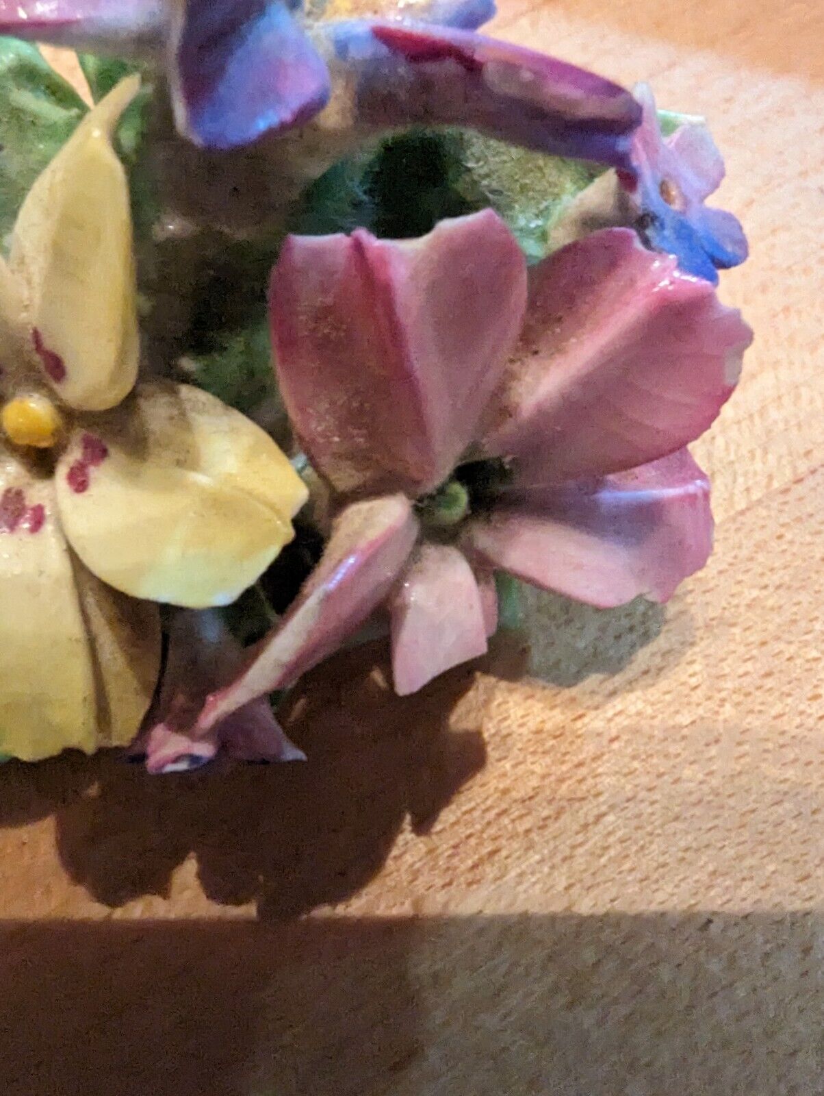 Vintage 1960s Denton Bone China Floral Pin Brooch Made In England