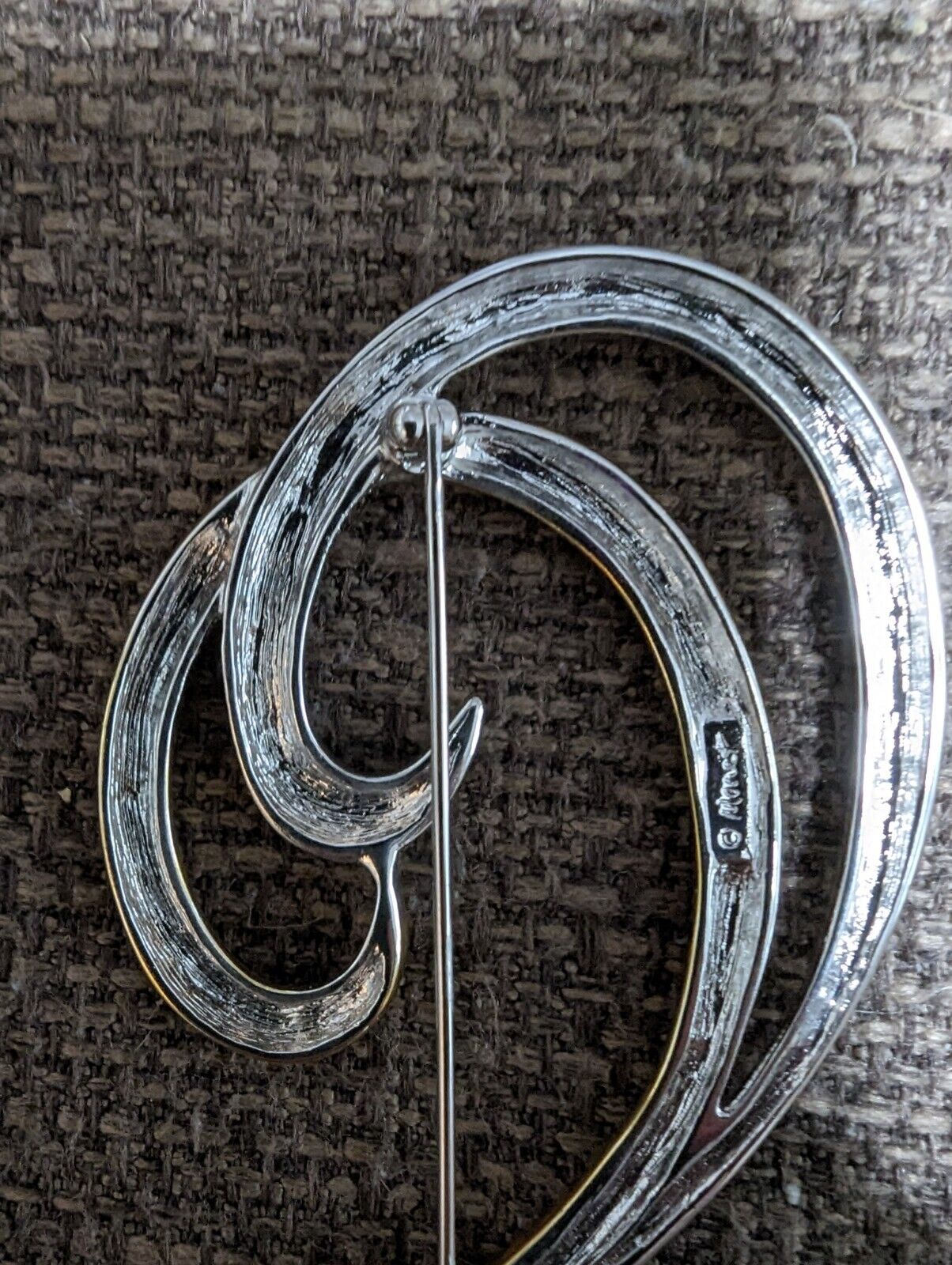 Vintage MONET Gold & Silver Tone Swirl Brooch Pin