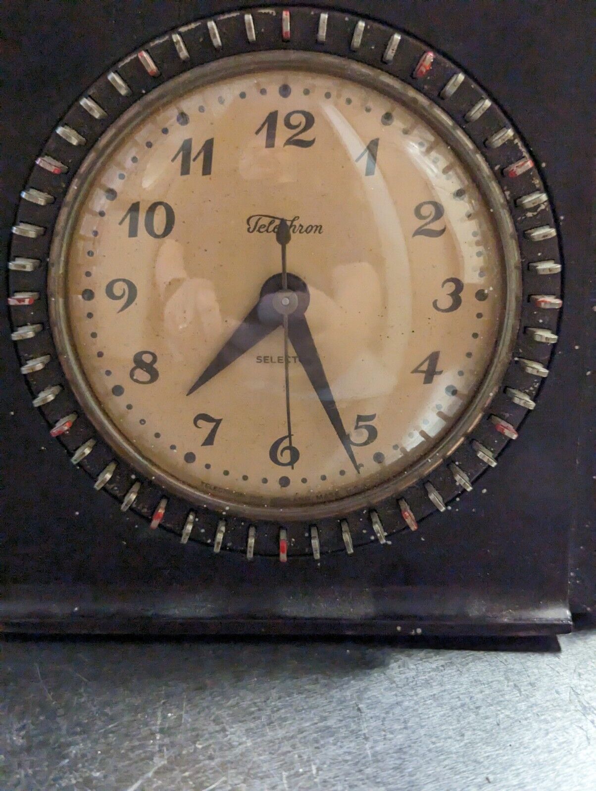 Vintage 1937 Electric Clock Telechron Selector 8H55 Square Tested Works USA