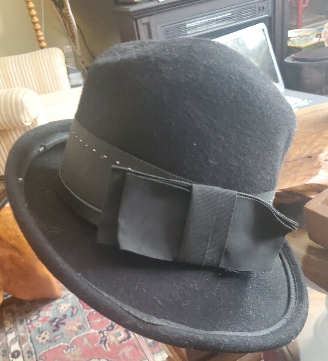 Vintage ladies Glenover, Henry Pollak felt hat, equestrian look, black 100%wool