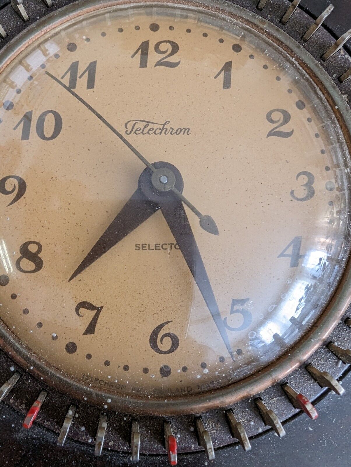 Vintage 1937 Electric Clock Telechron Selector 8H55 Square Tested Works USA