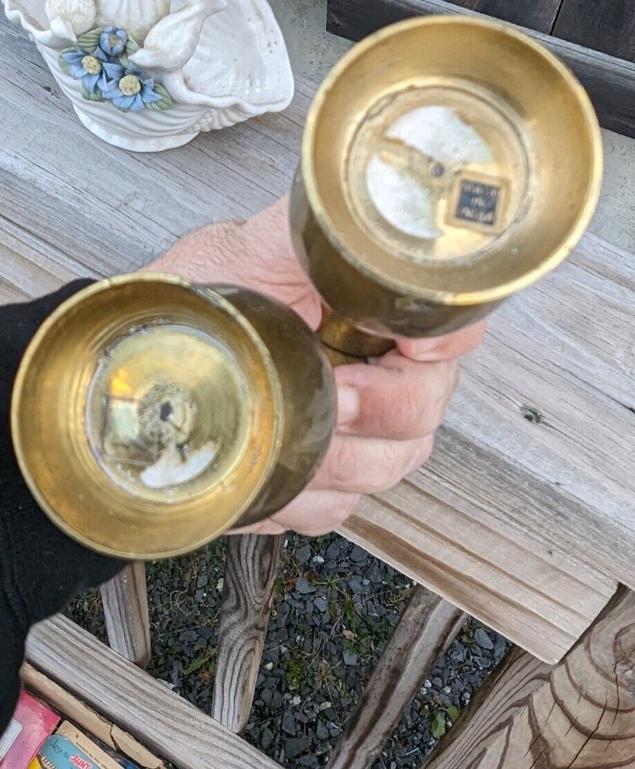 Pair Of Bras Bud Vases/ Candle Holders Made In India