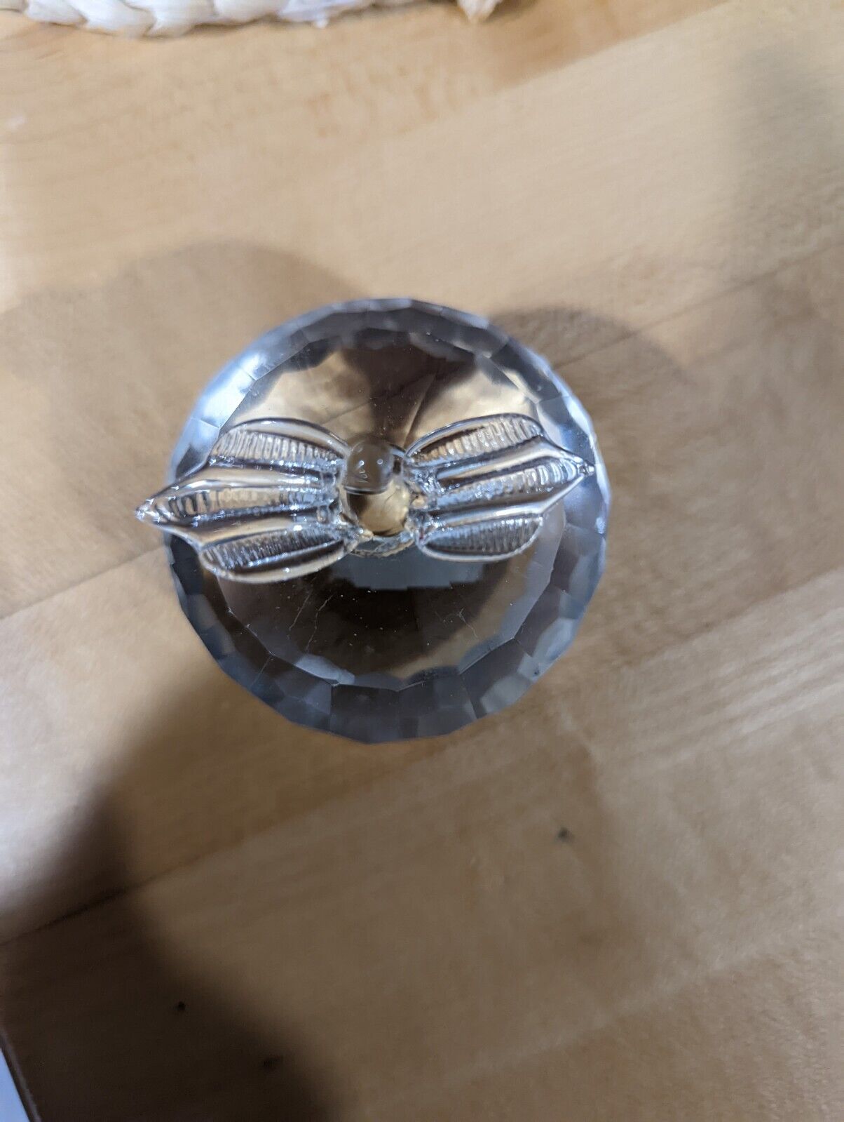 Faceted Crystal Glass Apple Paperweight