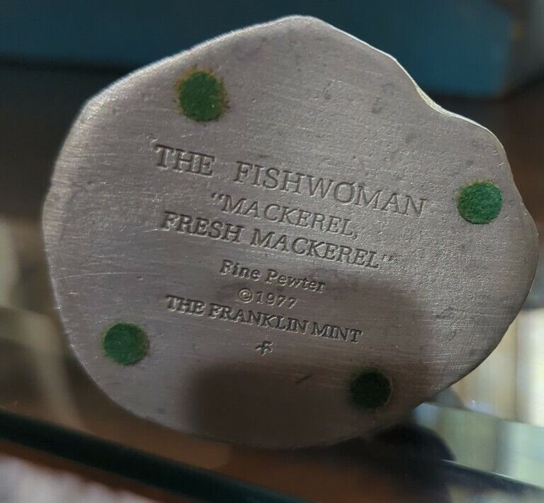 THE FISHWOMAN FIGURINE FINE PEWTER FRANKLIN MINT 1977 Mackarel, Fresh Mackarel!