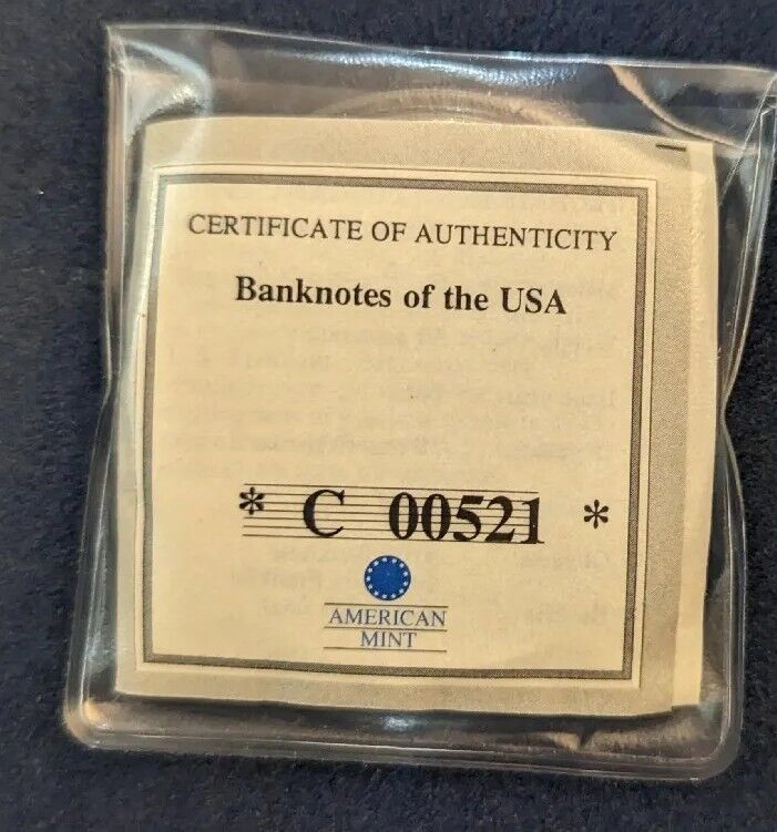 American Mint $100 Benjamin Franklin Banknote Commemorative Coin With COA