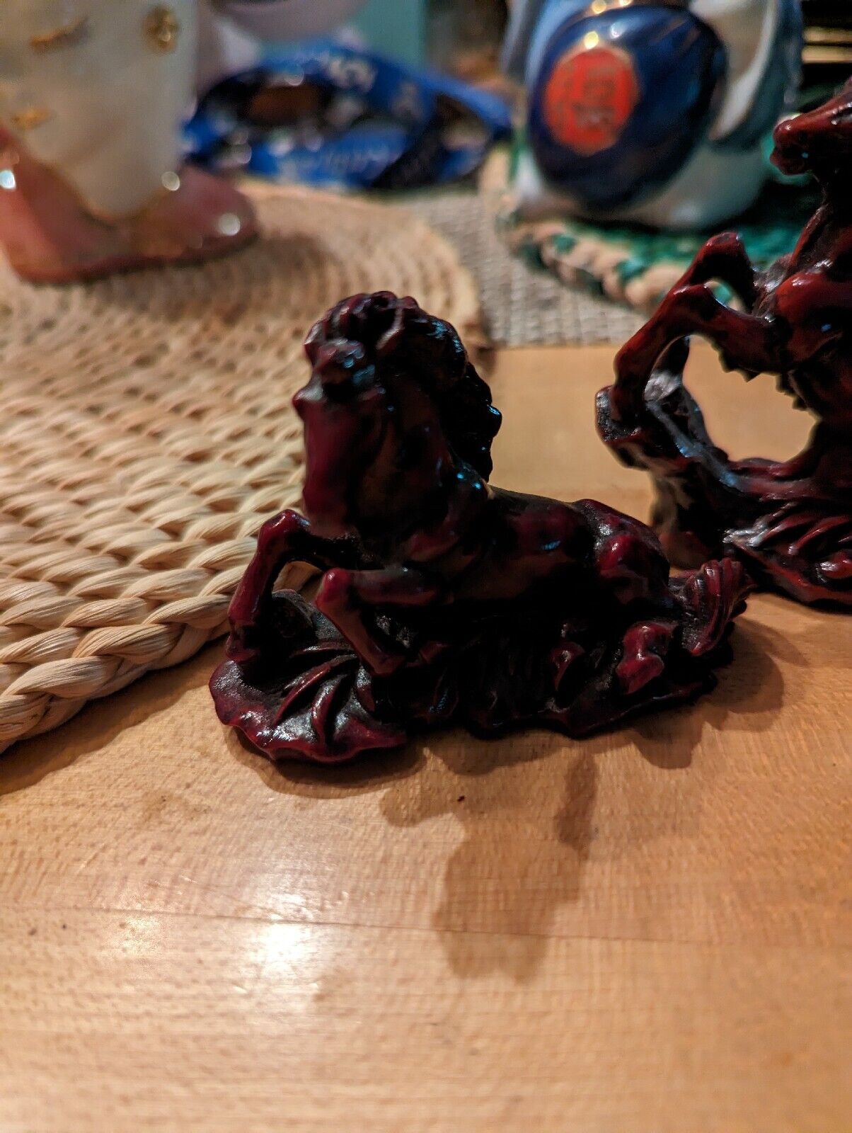 Lot of 3 Vtg Wild Horses Figurine Statue Bone Resin