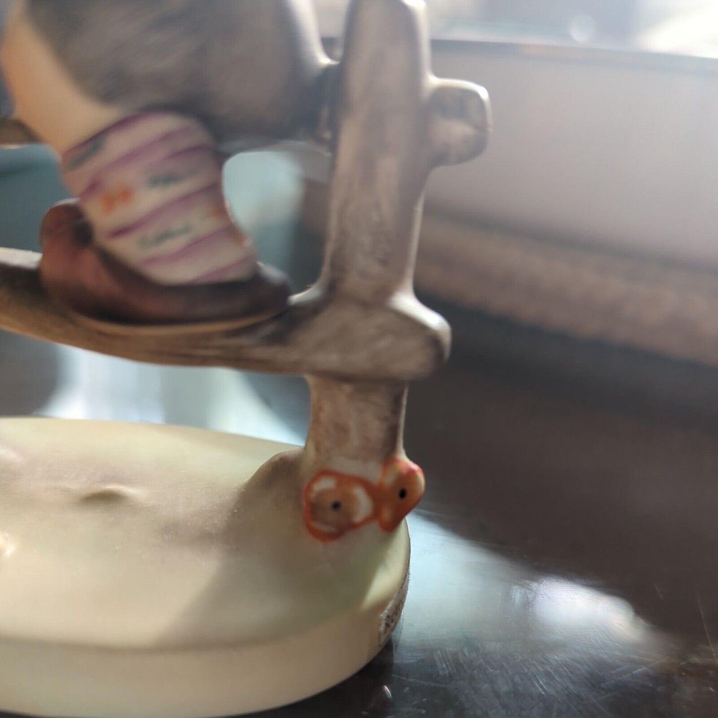 Figurine "RETREAT TO SAFETY" Goebel 201/1 TMK 4 Boy On Fence with Frog
