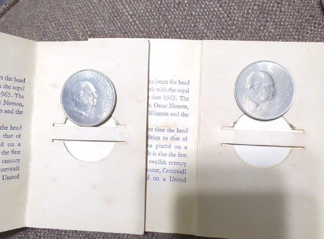 GREAT BRITAIN 1965 U.K. CHURCHILL QUEEN ELIZABETH SET OF 2 Commemorative Crown