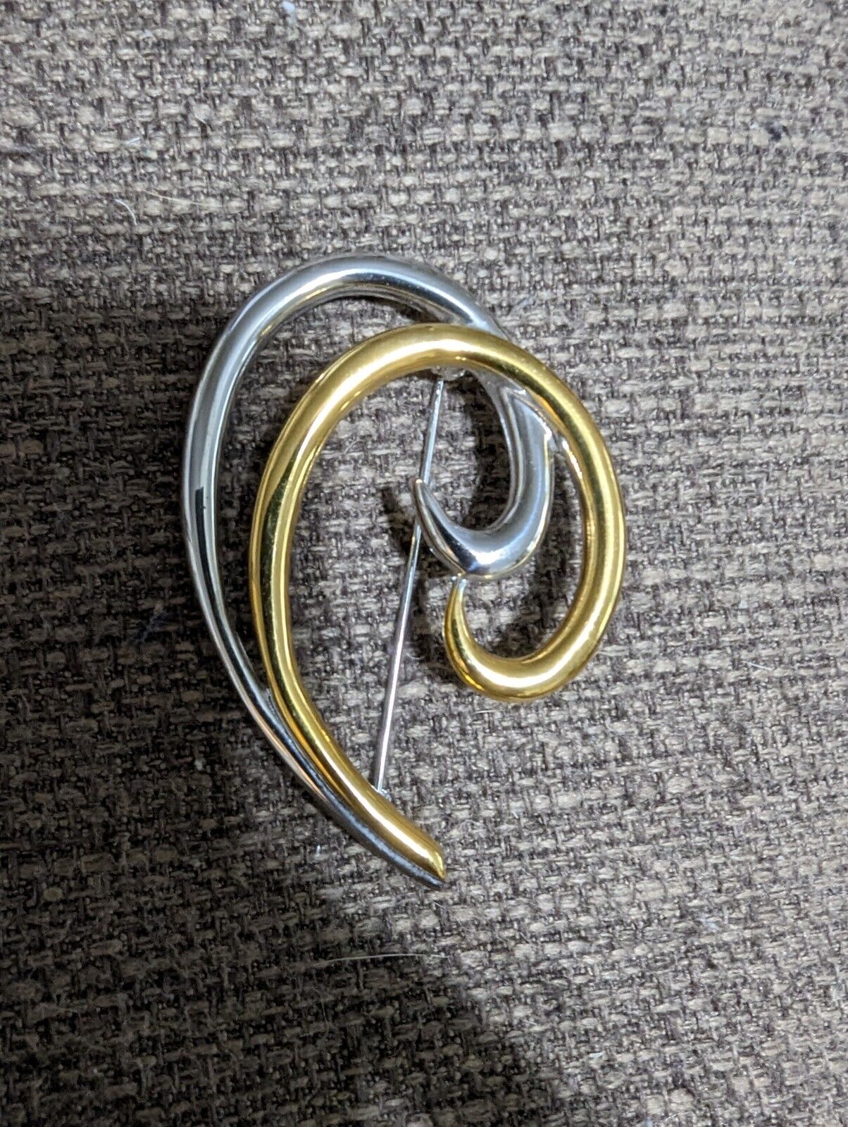 Vintage MONET Gold & Silver Tone Swirl Brooch Pin