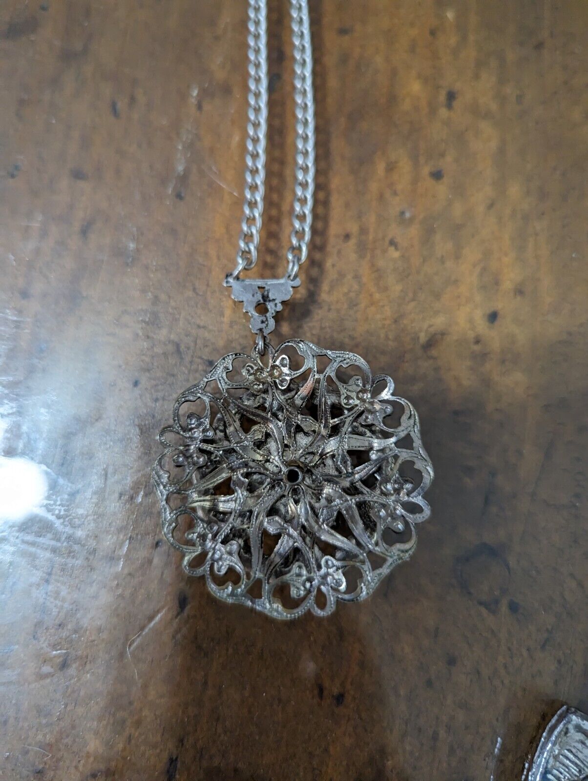 Vintage Silver tone Necklace with Turquoise Stones Pendant