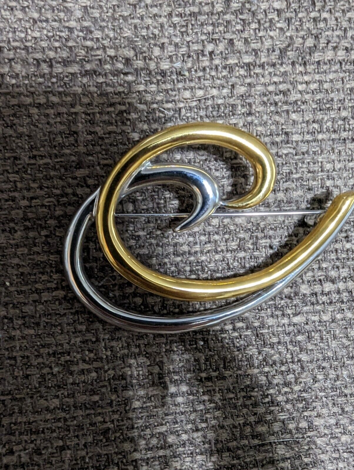 Vintage MONET Gold & Silver Tone Swirl Brooch Pin