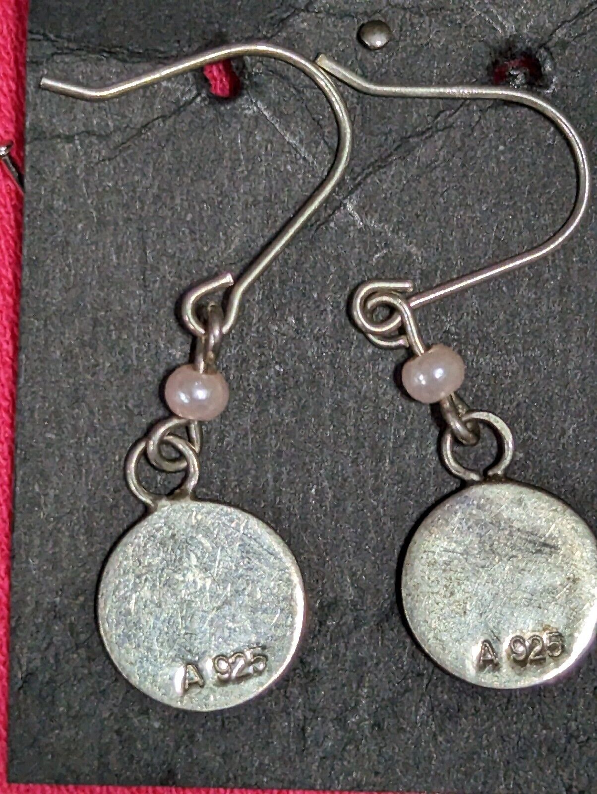 STERLING SILVER ROUND CROSS PEARL accent DROP DANGLE PIERCED EARRINGS 925