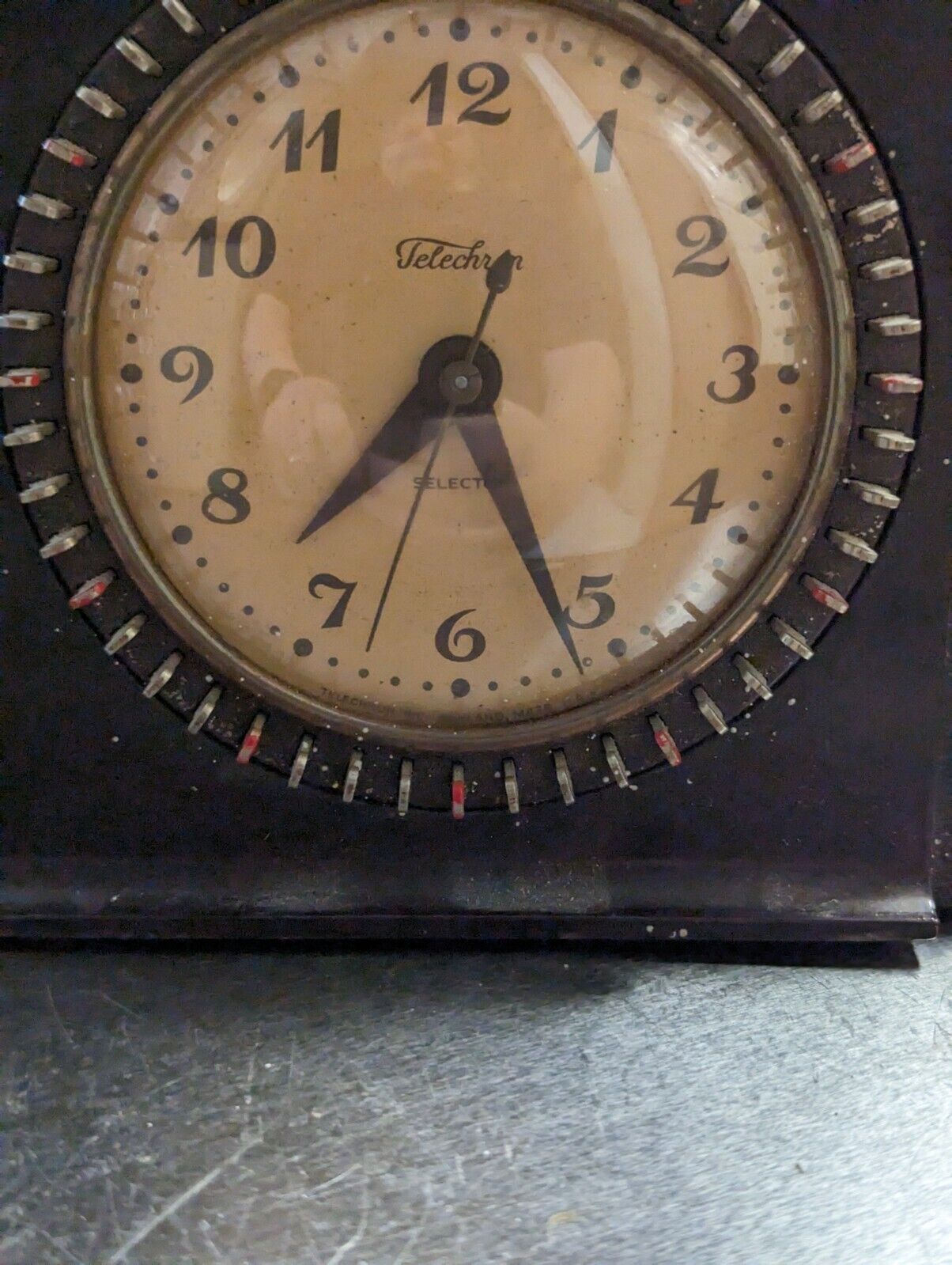 Vintage 1937 Electric Clock Telechron Selector 8H55 Square Tested Works USA