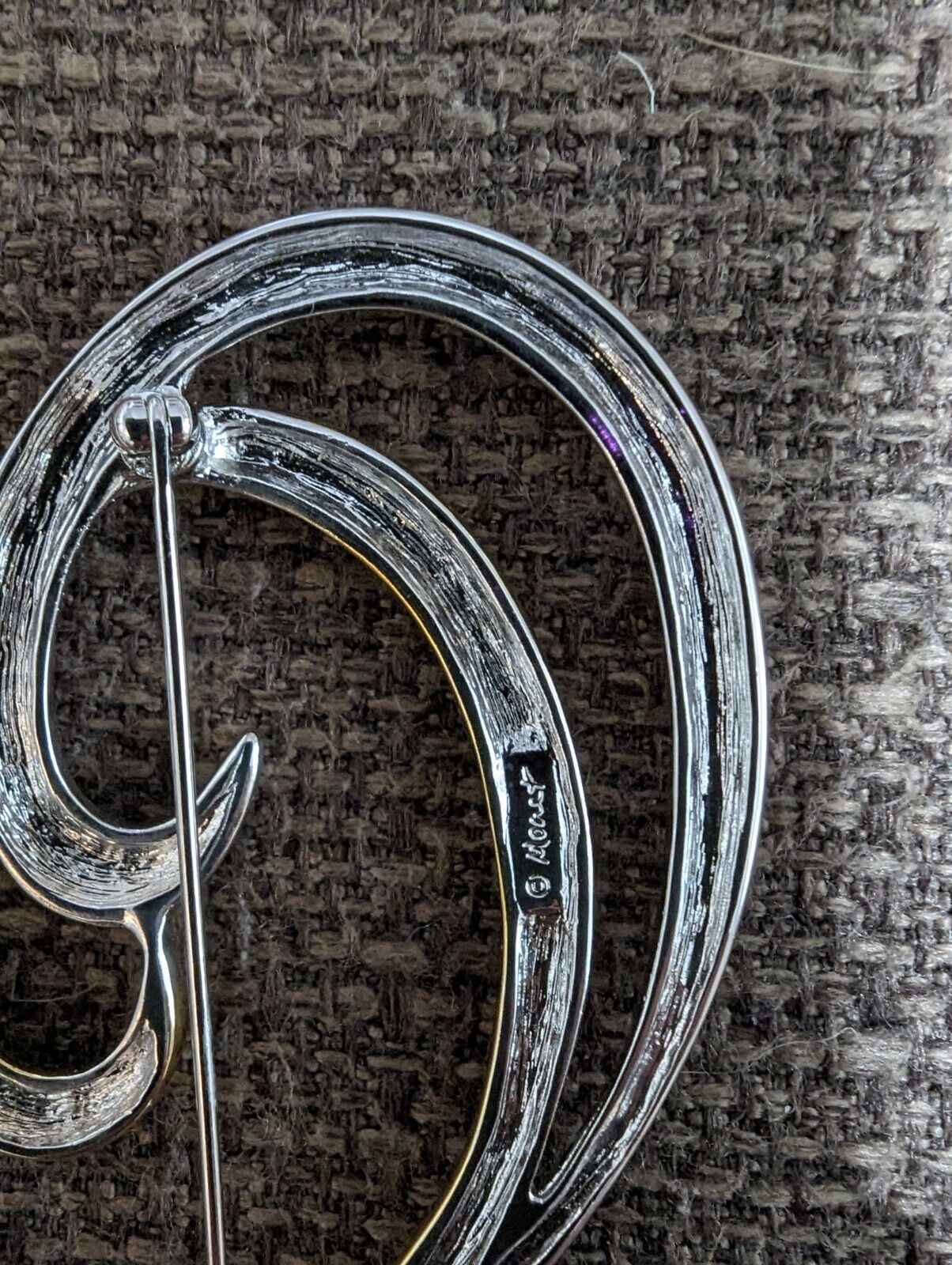 Vintage MONET Gold & Silver Tone Swirl Brooch Pin