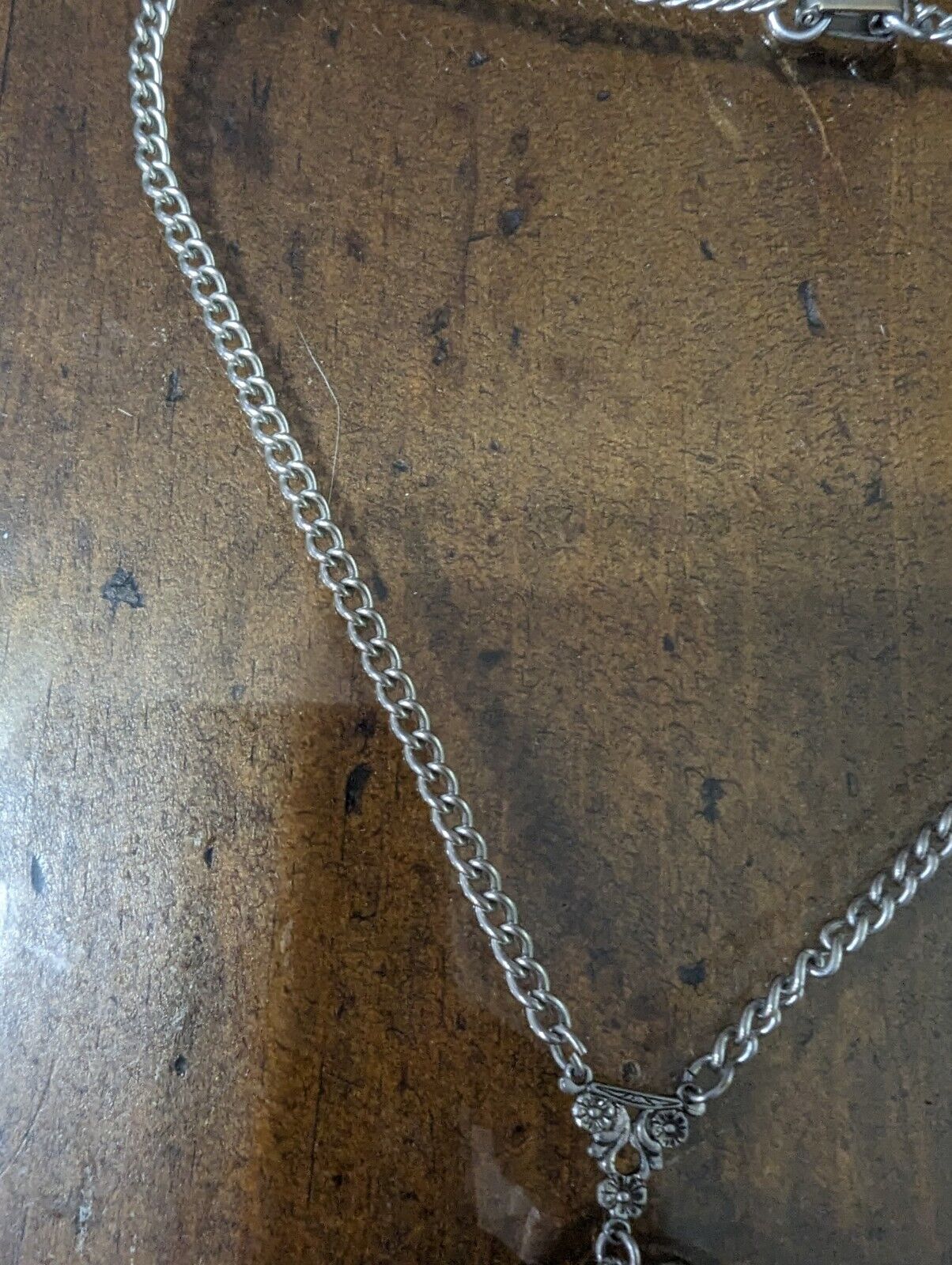 Vintage Silver tone Necklace with Turquoise Stones Pendant