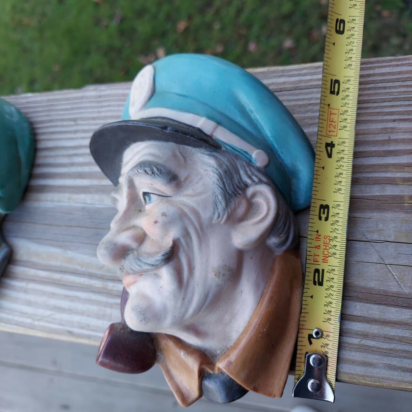 Vintage Lefton Wall Plaque Old Man W Cap Smoking a Pipe made in Japan 50s