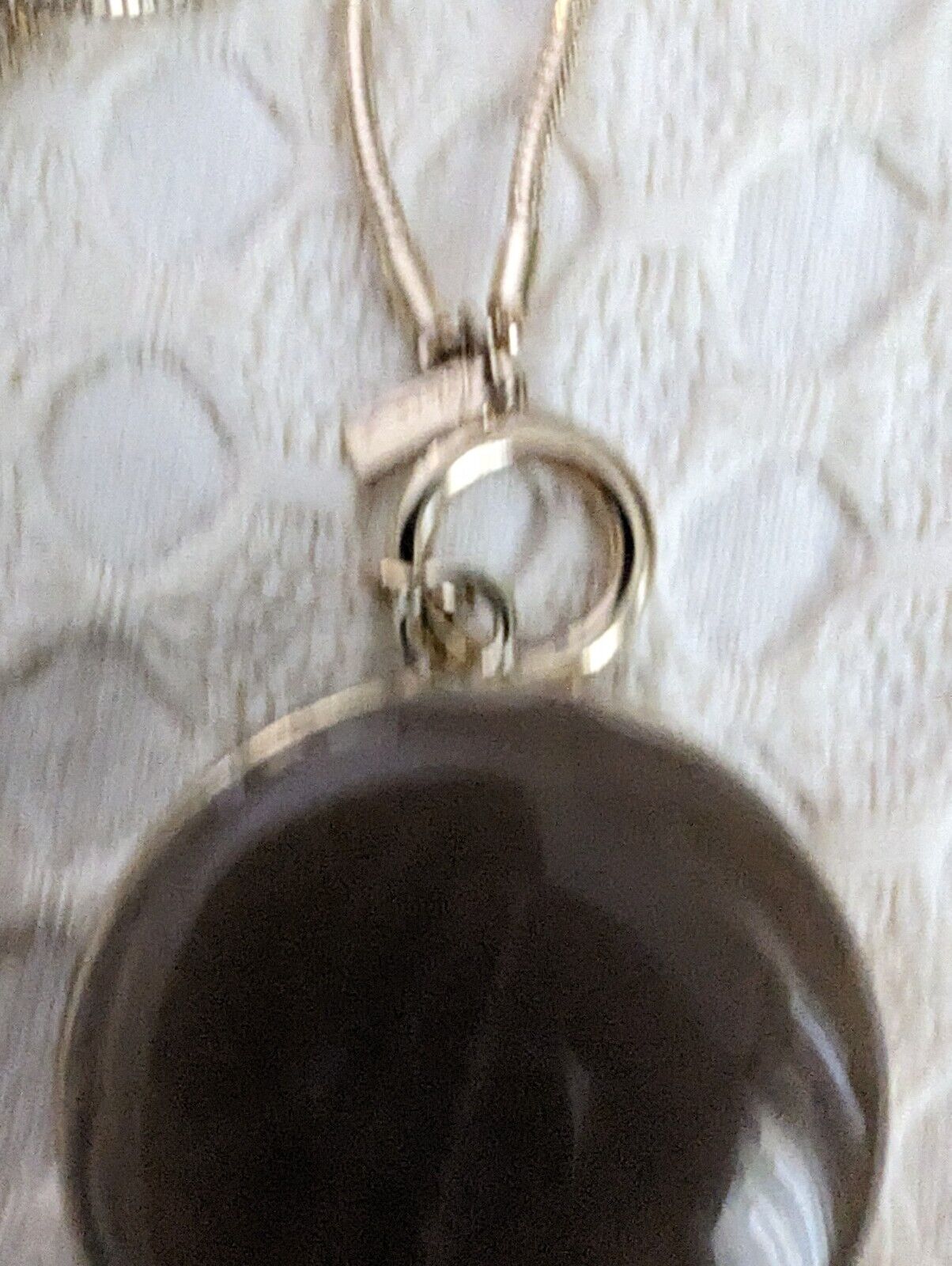 Lani pendant Large Lucite Plastic Tan brown Swirl Round Gold Tone 34"