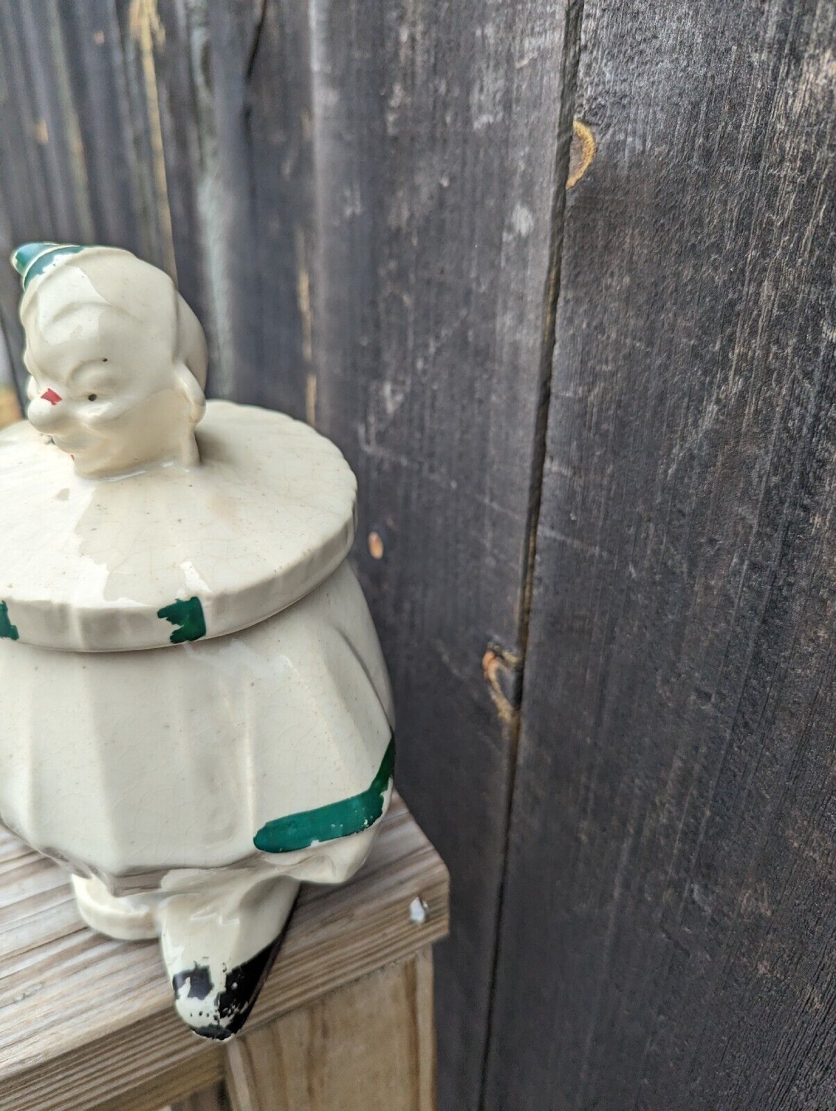 Vintage 1940's Signed McCoy Ceramic Clown Cookie Jar Approx 8   3/4” Tall.