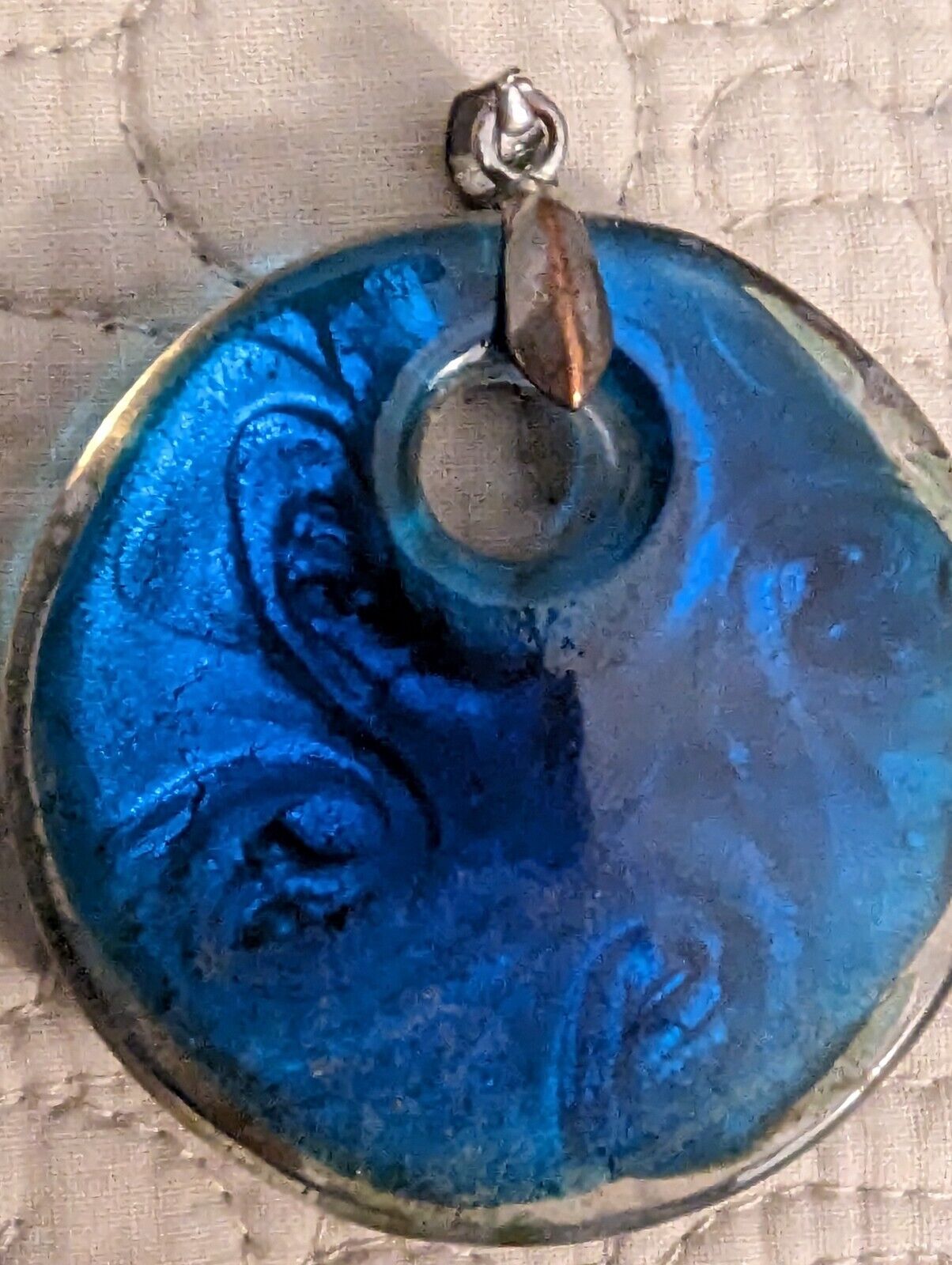 Two 18k GP Round Swirl Glass 2" Diameter Pendants