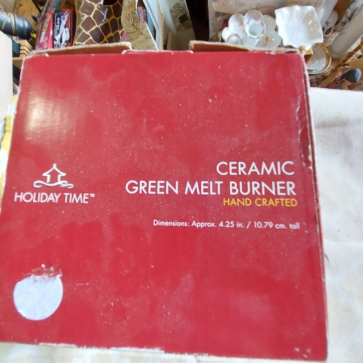 Holiday Time Ceramic Green Melt Burner in box