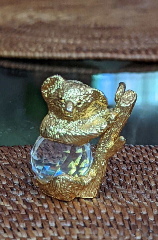 Swarovski Based Crystal Golden Koala Bear Figurine 1.5"