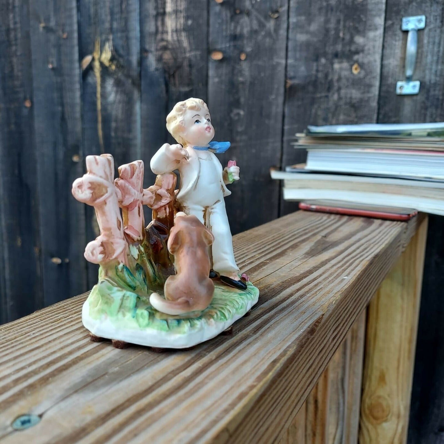 PM&M Germany Porcelain Figurine Boy With Dog