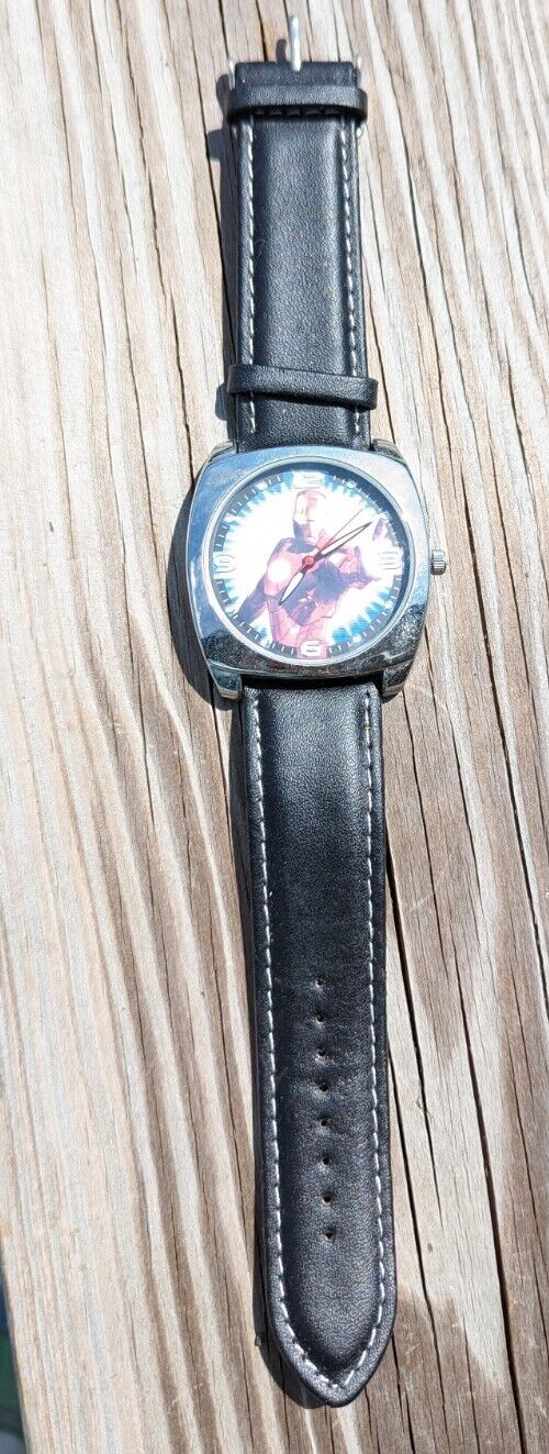 Marvel Iron Man Watch - Black Leather Strap IRN2065