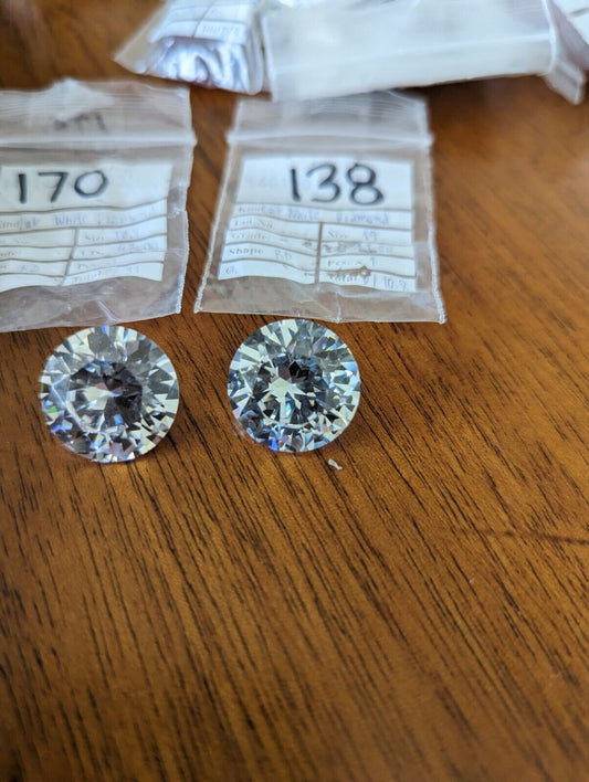 Matched Pair Of Round Lab White Diamonds 41 cts and 42 cts