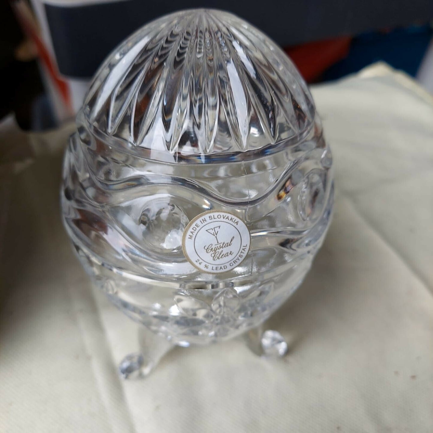 Crystal Clear Egg Shaped Crystal Glass Candy Dish