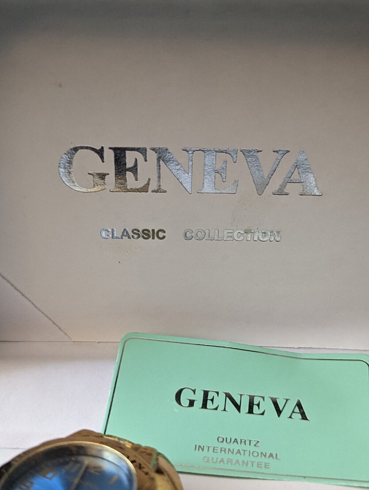 Geneva Classic Collection Blue Dial Gold Tone Watches Set