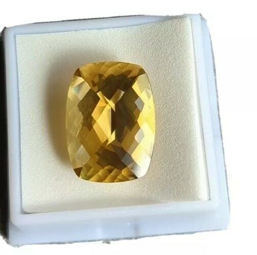 17.75 Ct Cushion Cut Fancy Golden Citrine Loose Gem 20x15mm