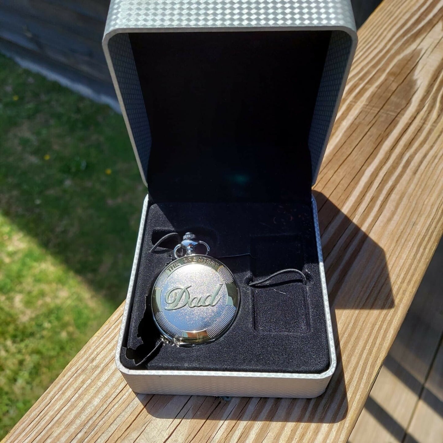 FMD World's Greatest Dad Quartz Pocket Watch With Chain in Box