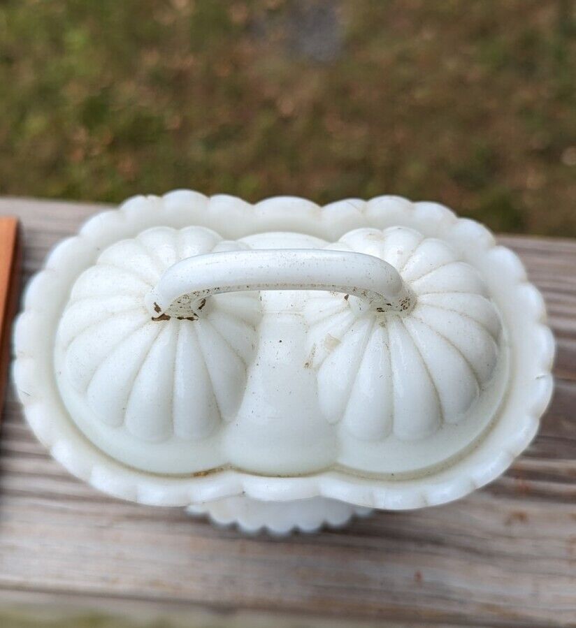 EAPG Milk Glass cornucopia covered sugar bowl Westmoreland