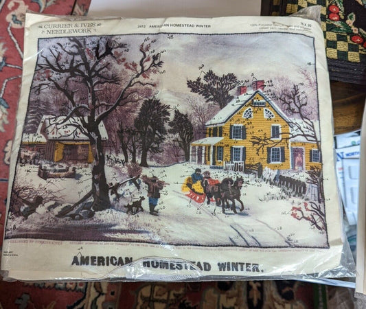 Vintage Needlework Currier & Ives American Homestead Winter Kit 2412