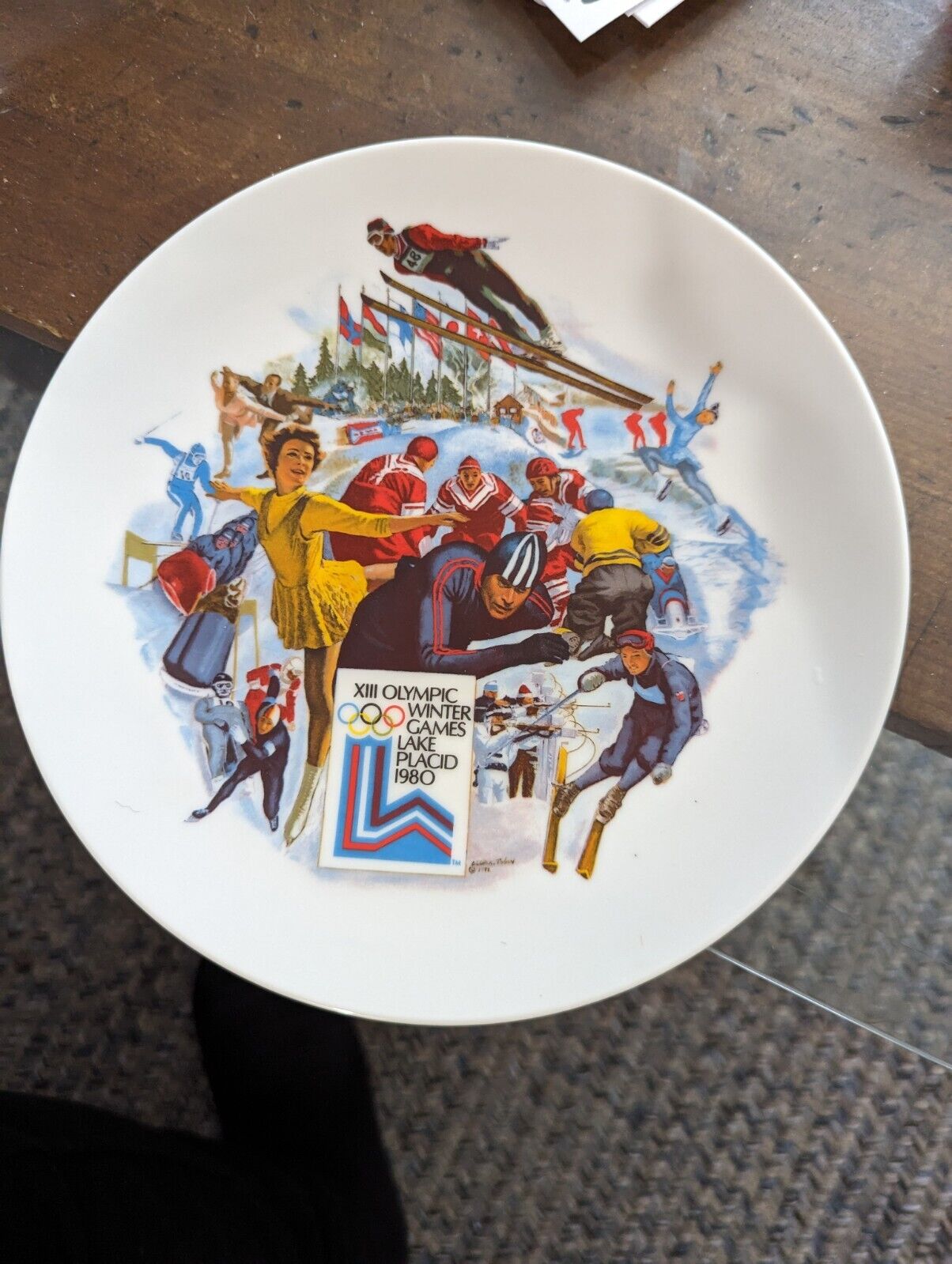 The Official 1980 Olympic Winter Games Plate  Lake Placid NY with COA