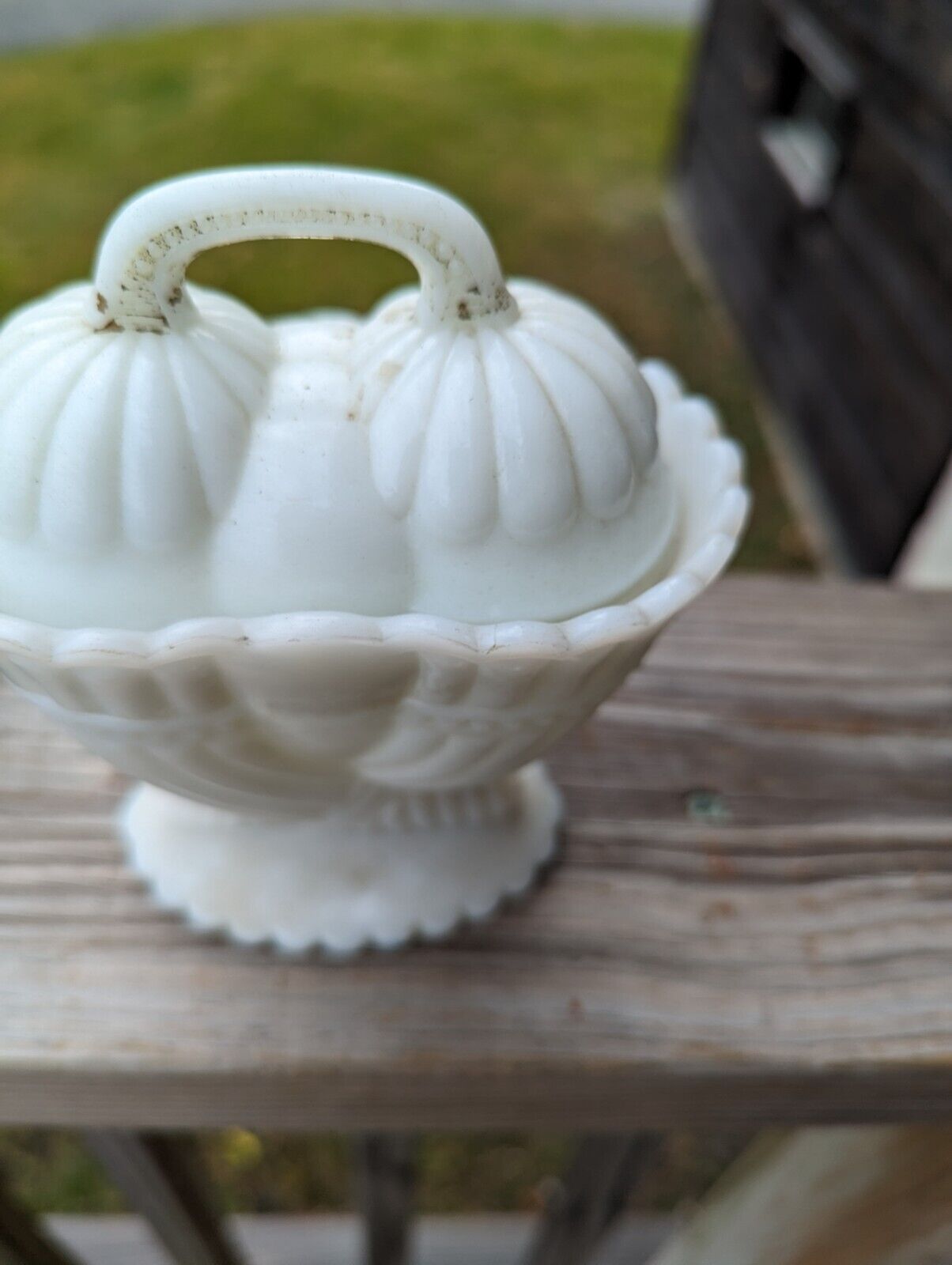 EAPG Milk Glass cornucopia covered sugar bowl Westmoreland