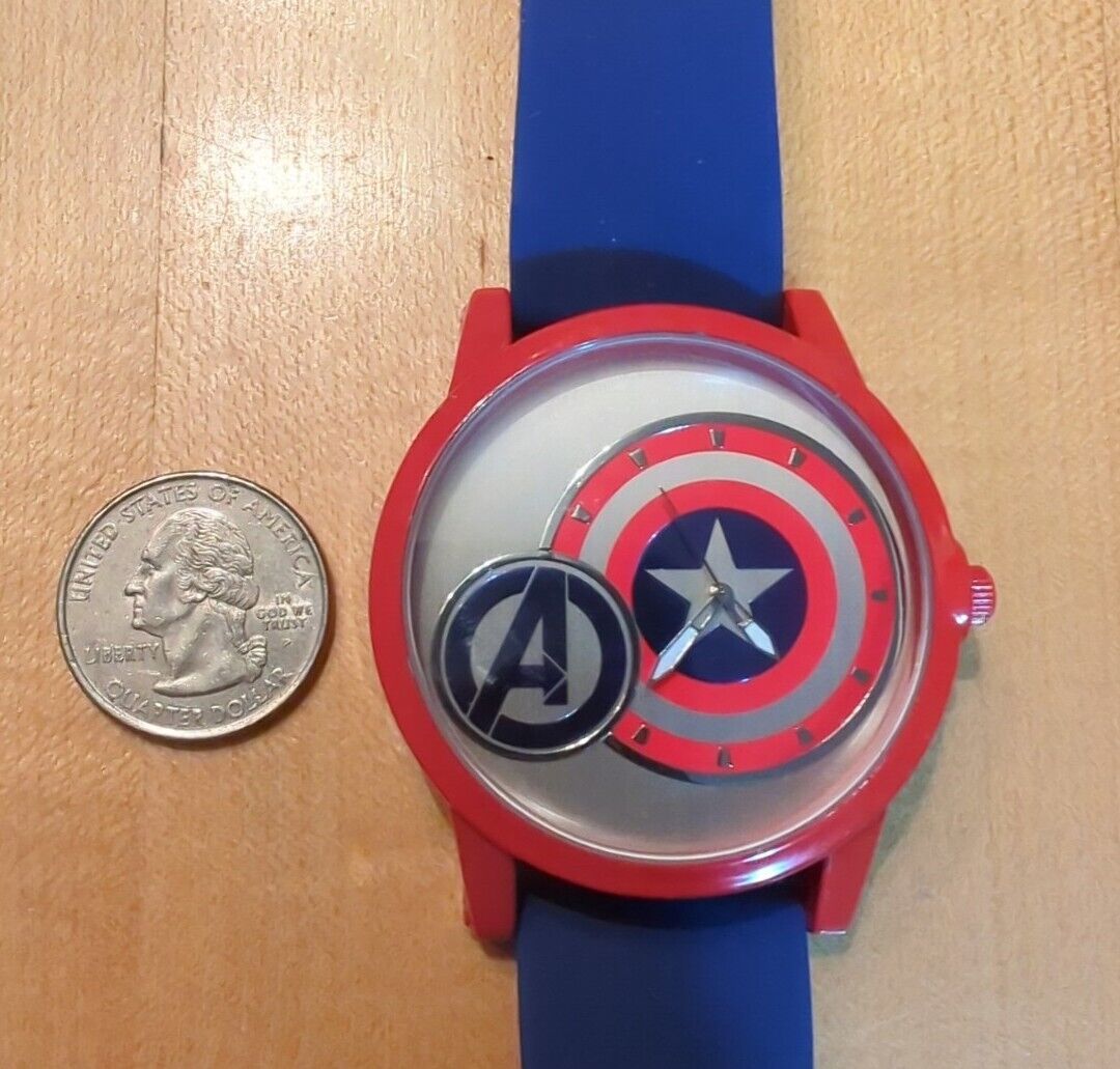 Huge Marvel Accutime Single Watch Avengers Captain America AVG1520KM Working