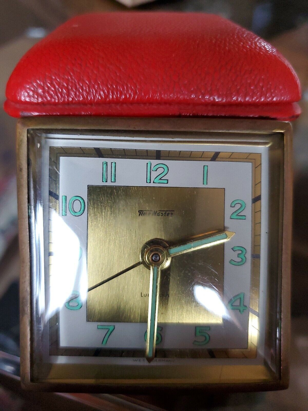 Vintage Red Time Master Luminous Alarm Clock Germany