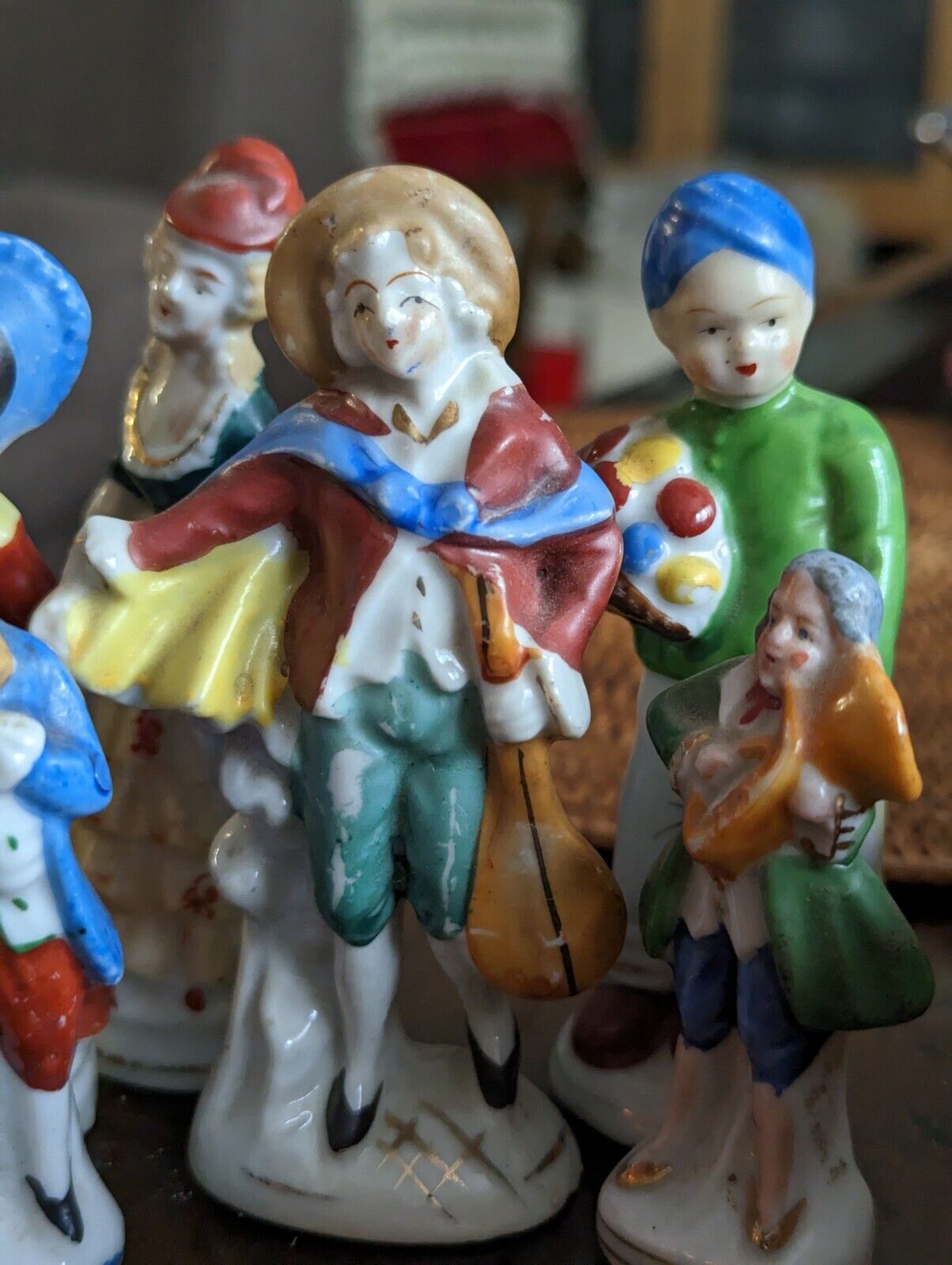 Porcelain Occupied Japan Seven Figurines Lot Mostly Victorian,  All Marked