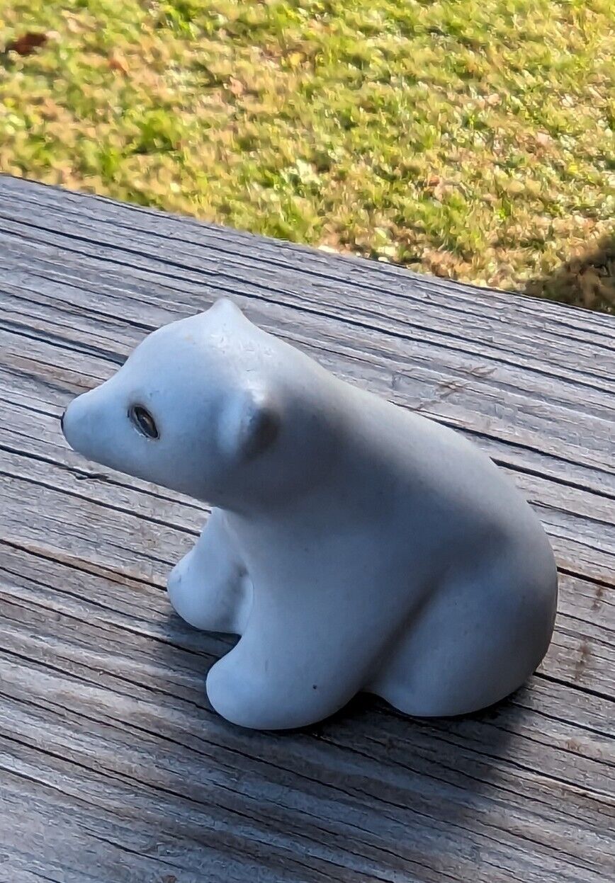 Vintage POD Studios Signed Miniature All White Polar Bear Figurine 3.5" Tall