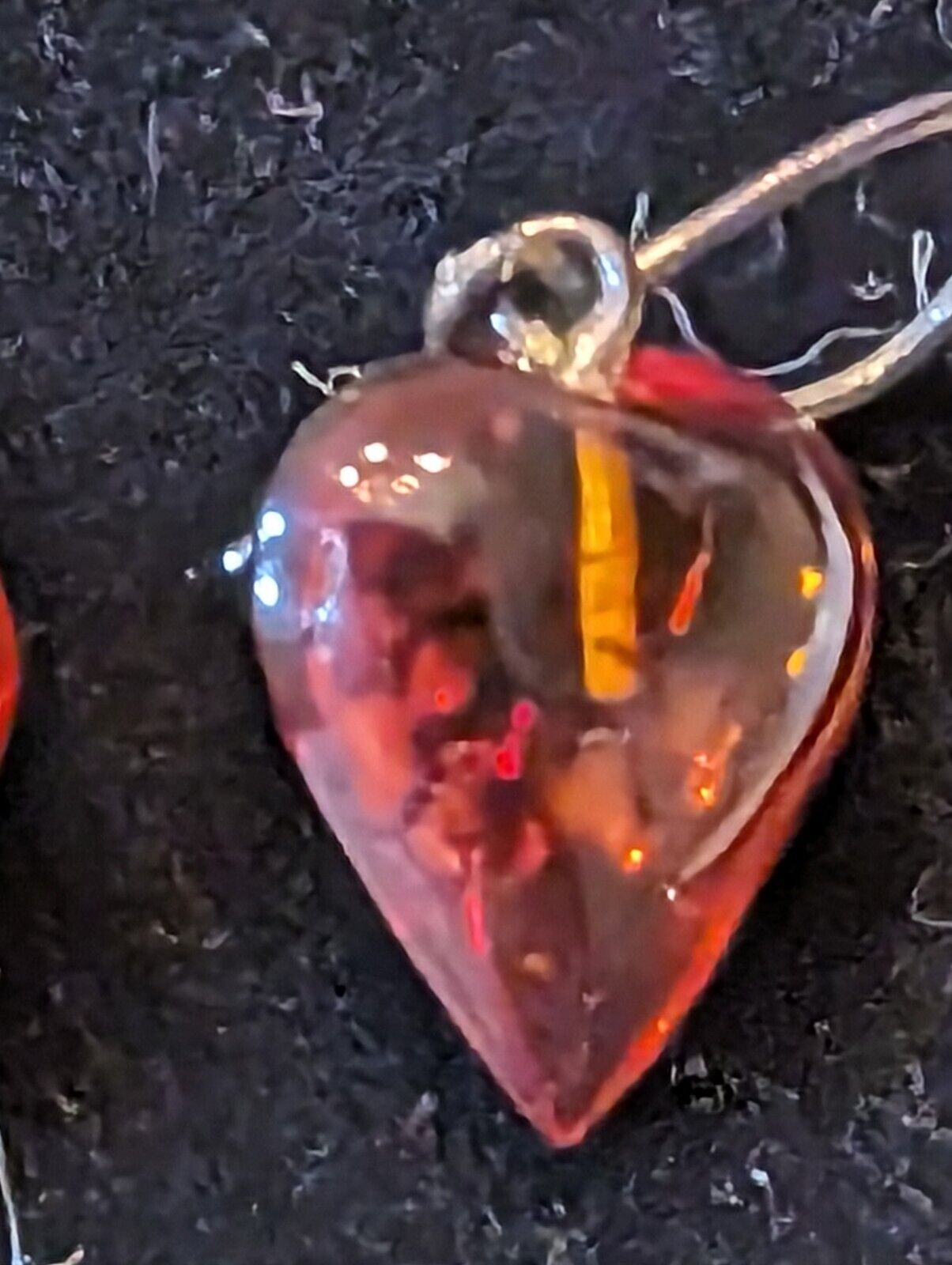 Vintage Sterling Amber Heart Earings