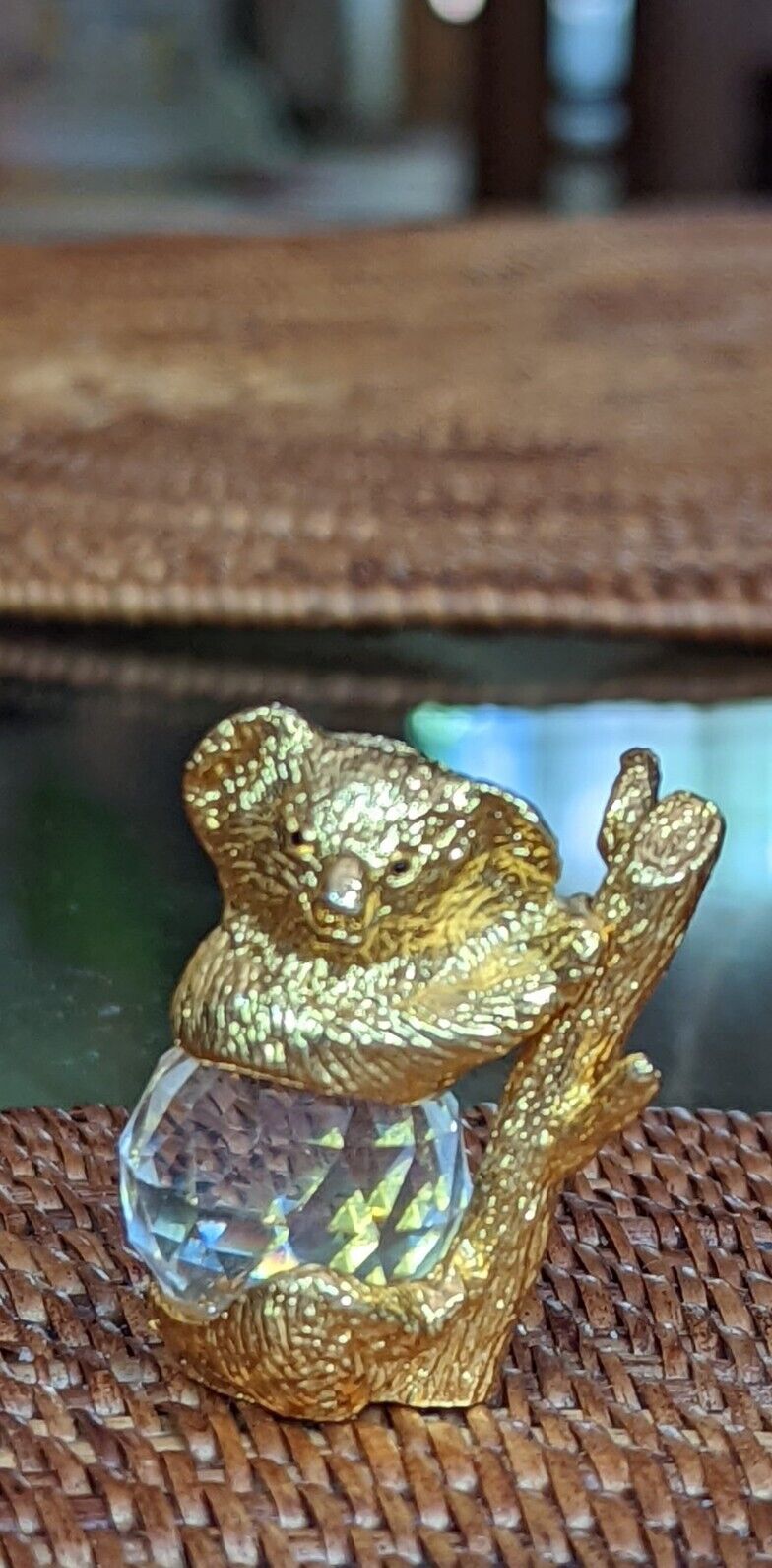 Swarovski Based Crystal Golden Koala Bear Figurine 1.5"