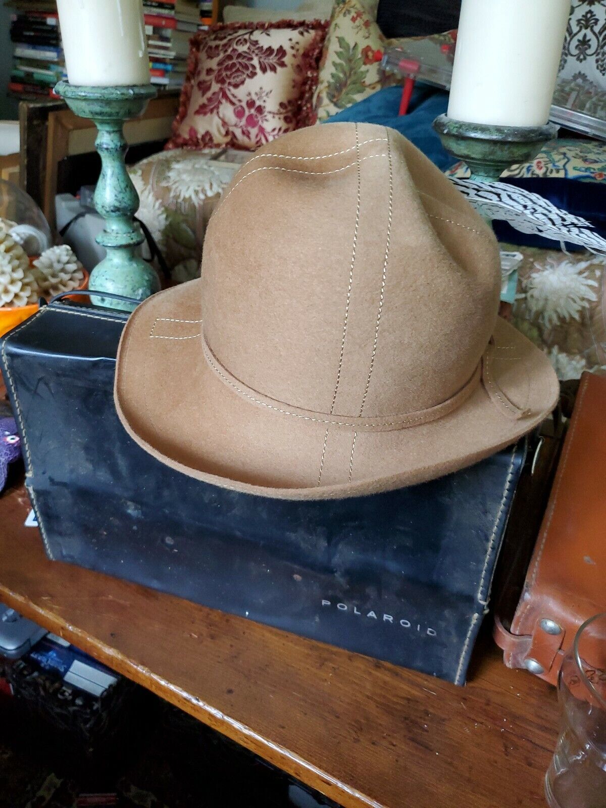 Adolfo II Beige fedora felt Hat