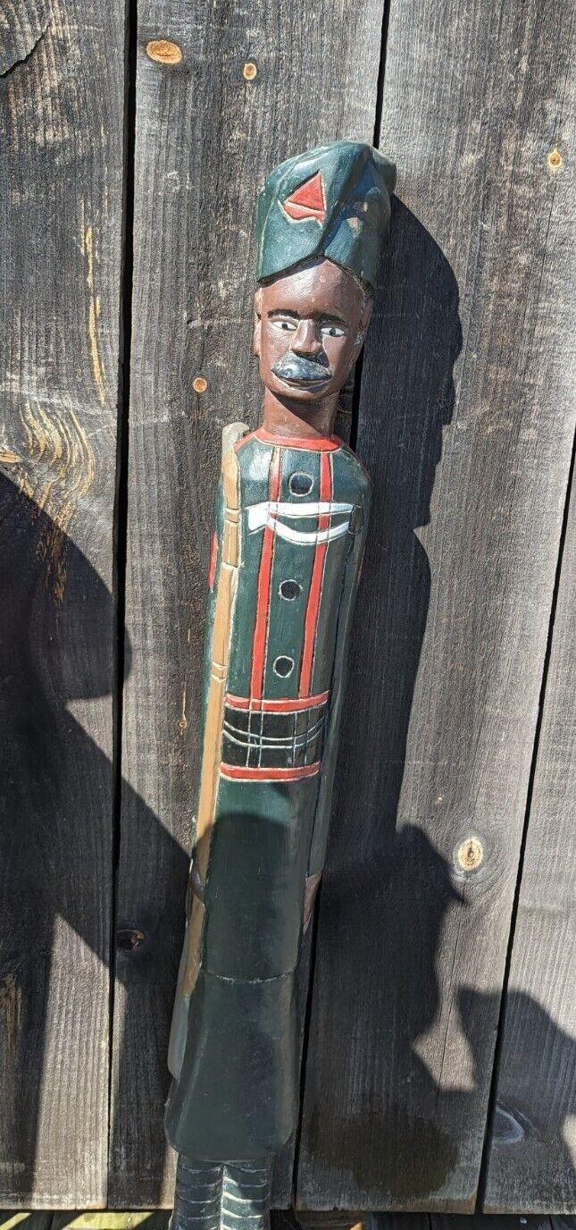 125th Napier Rifles 1905 Carved Wood Indian 3 Foot Tall Soldier Statue