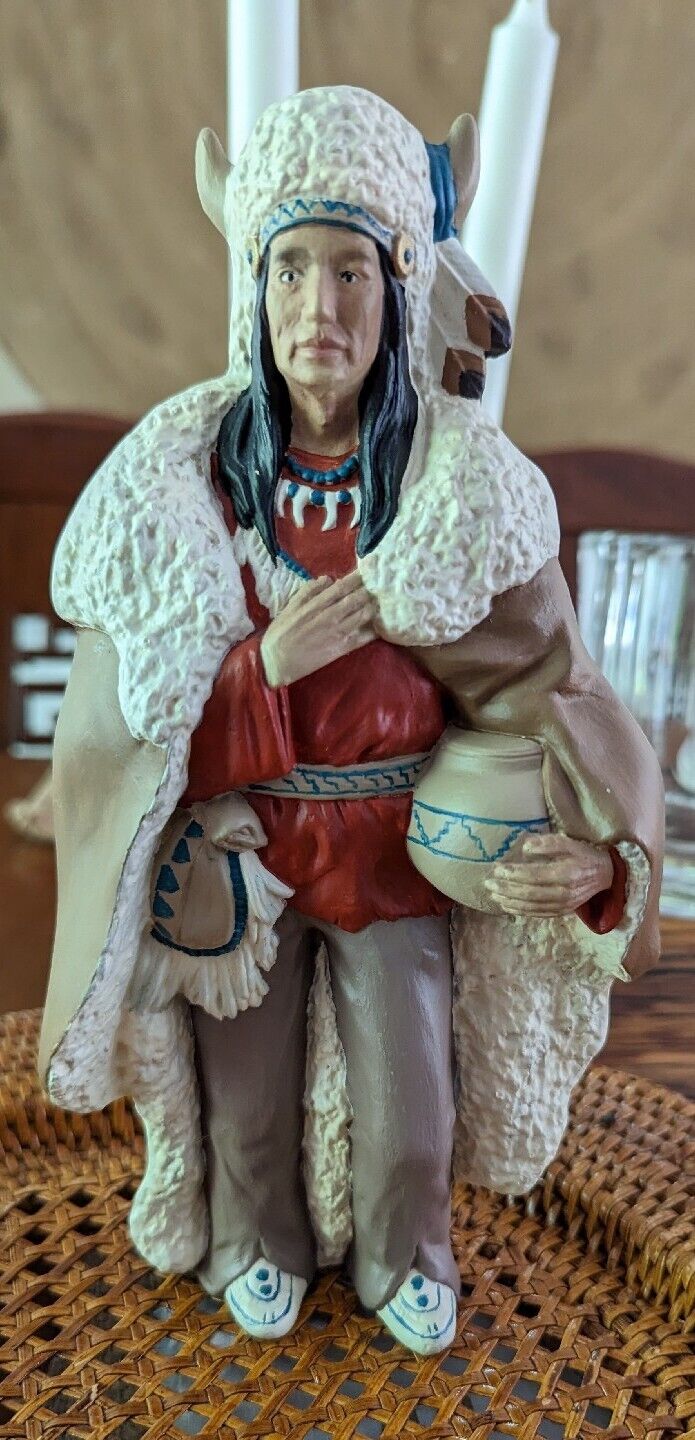 North America Native American Ceramic Figure Clad In Winter Attire