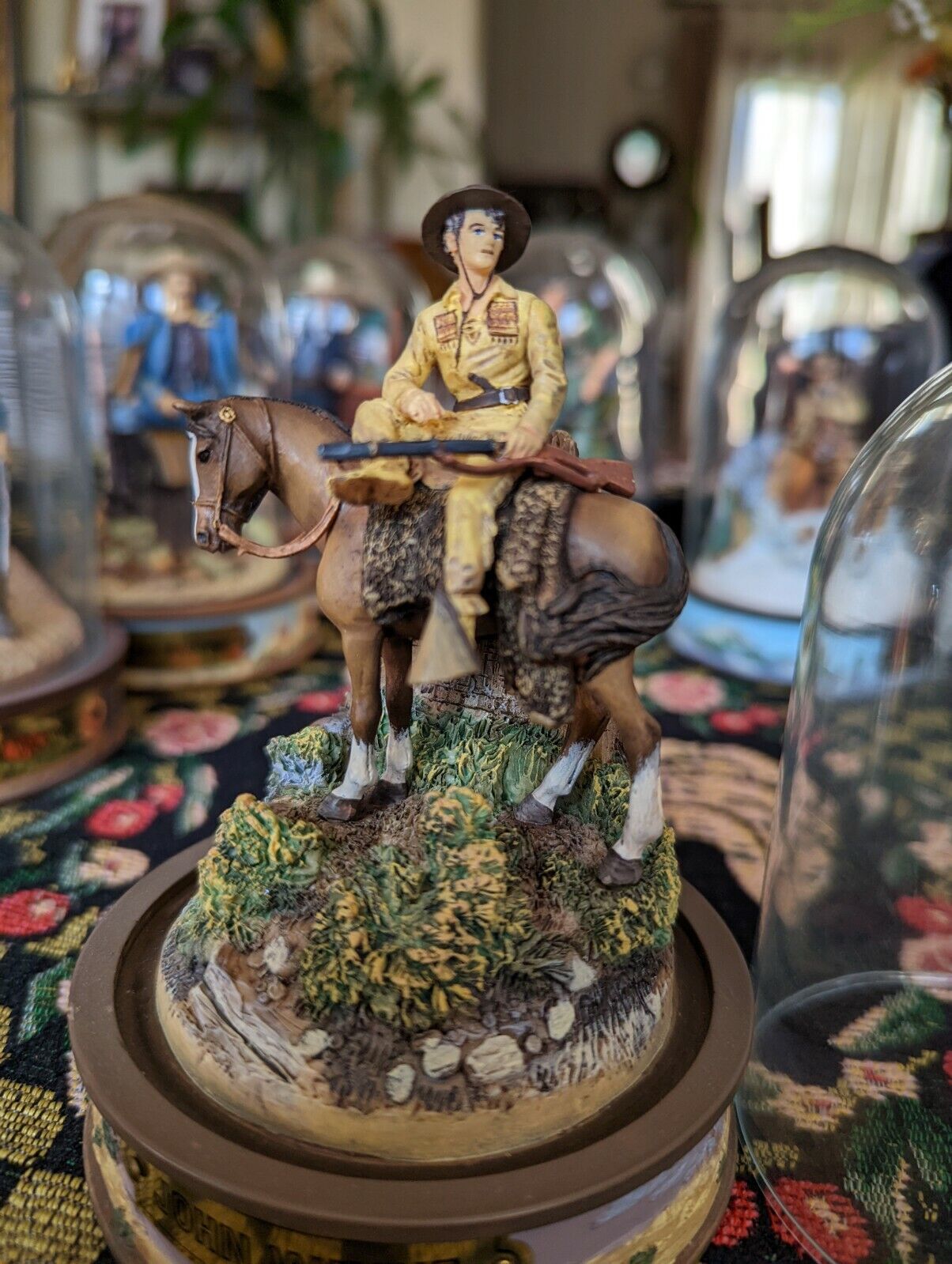 John Wayne - Franklin Mint Glass Dome Sculpture - Mounted Rider of the Plain's